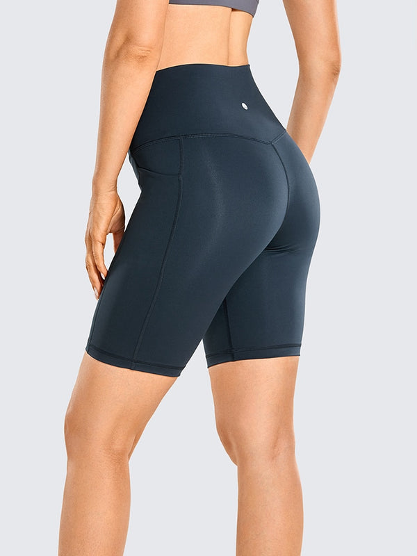 Naked Feeling Biker Shorts with Pockets - 8'' Women's High Waisted Yoga Shorts Fitness Running Shorts