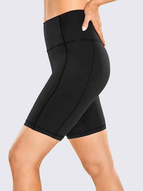 Naked Feeling Biker Shorts with Pockets - 8'' Women's High Waisted Yoga Shorts Fitness Running Shorts