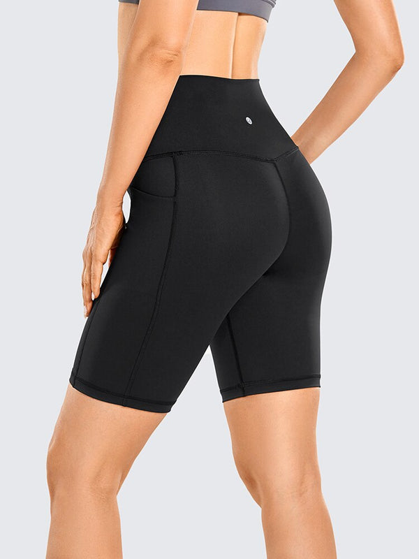 Naked Feeling Biker Shorts with Pockets - 8'' Women's High Waisted Yoga Shorts Fitness Running Shorts