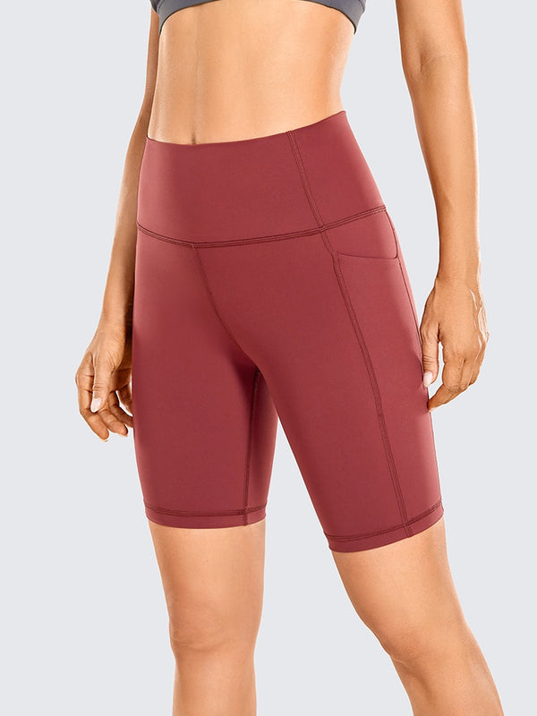 Naked Feeling Biker Shorts with Pockets - 8'' Women's High Waisted Yoga Shorts Fitness Running Shorts