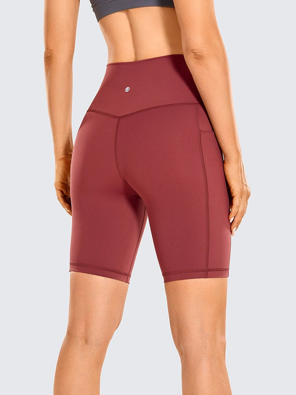 Naked Feeling Biker Shorts with Pockets - 8'' Women's High Waisted Yoga Shorts Fitness Running Shorts