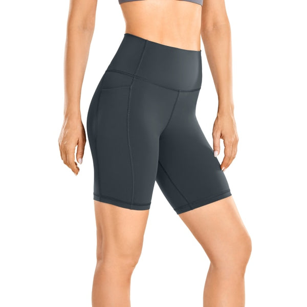 Naked Feeling Biker Shorts with Pockets - 8'' Women's High Waisted Yoga Shorts Fitness Running Shorts