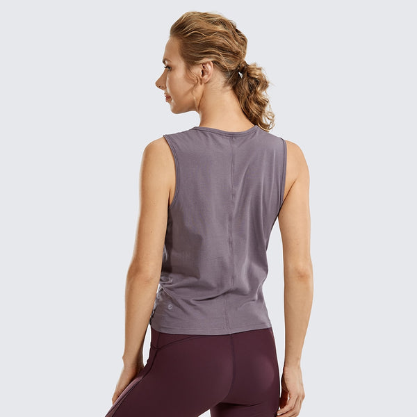 Women's Pima Cotton High Neck Sleeveless Yoga Crop Tops Workout Tank Casual Athletic Clothes
