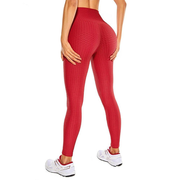 Women's High Waisted Compression Running Yoga Pants Textured Butt Lift Workout Leggings with Pocket -25 inches