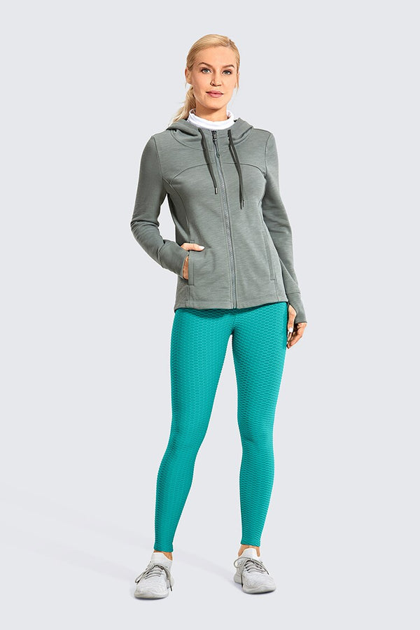 Women's High Waisted Compression Running Yoga Pants Textured Butt Lift Workout Leggings with Pocket -25 inches