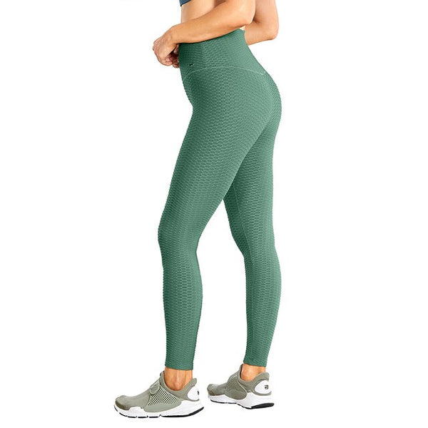 Women's High Waisted Compression Running Yoga Pants Textured Butt Lift Workout Leggings with Pocket -25 inches