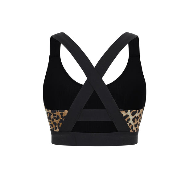 Women's Strappy Sports Bra Criss Cross Back Medium Imapct Wirefree Padded Yoga Bra