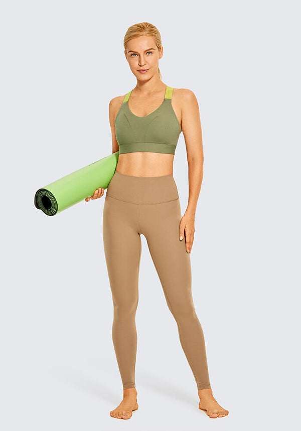 Women's Strappy Sports Bra Criss Cross Back Medium Imapct Wirefree Padded Yoga Bra