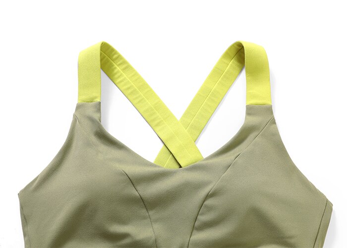 Women's Strappy Sports Bra Criss Cross Back Medium Imapct Wirefree Padded Yoga Bra