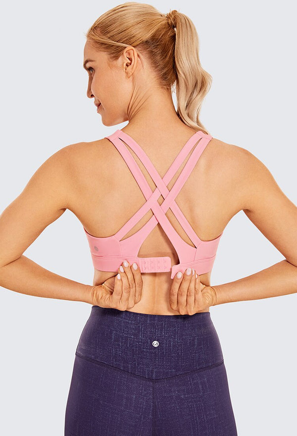 Women's Sexy Stappy Sports Bras Hook-and-eye Closure Wireless Padded Workout Yoga Bra Tops