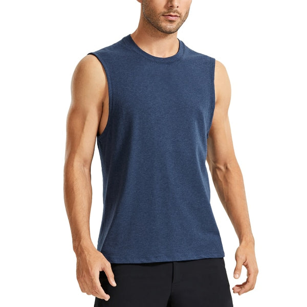 Men's Moisture-wicking Sleeveless Shirts Muscle Tank Lightweight Pima Cotton Workout Tank Tops