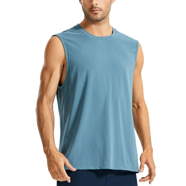 Men's Moisture-wicking Sleeveless Shirts Muscle Tank Lightweight Pima Cotton Workout Tank Tops