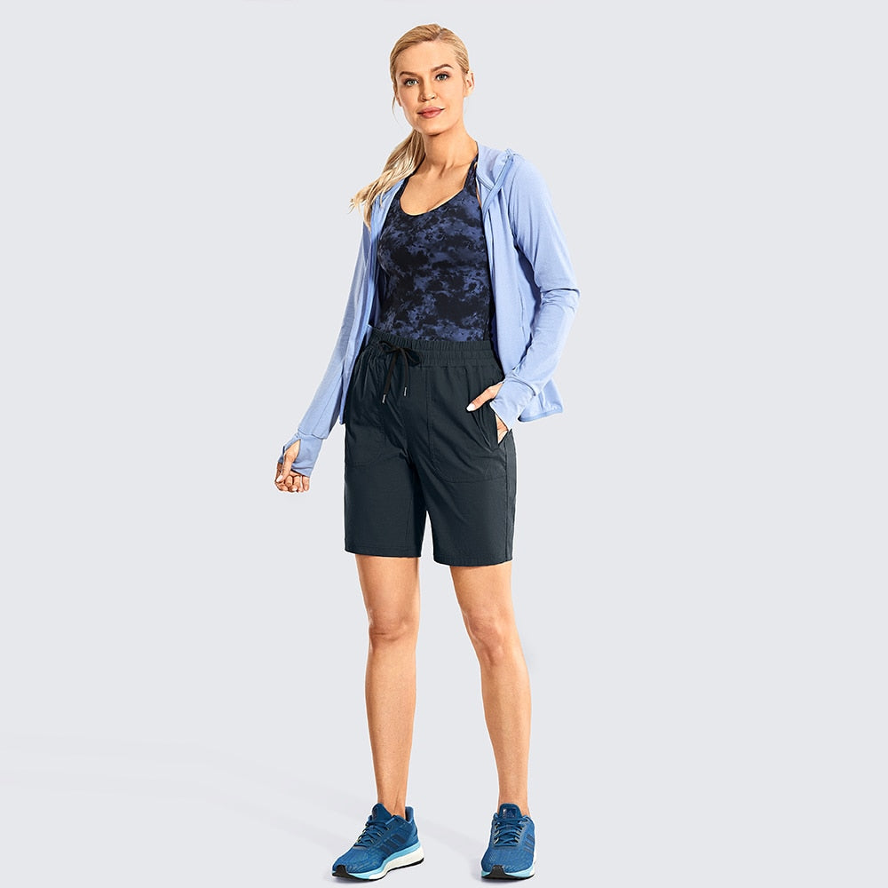 \Stretch Quick-Dry Athletic Shorts for Women Workout Casual Shorts with Side Pockets - 9 Inches