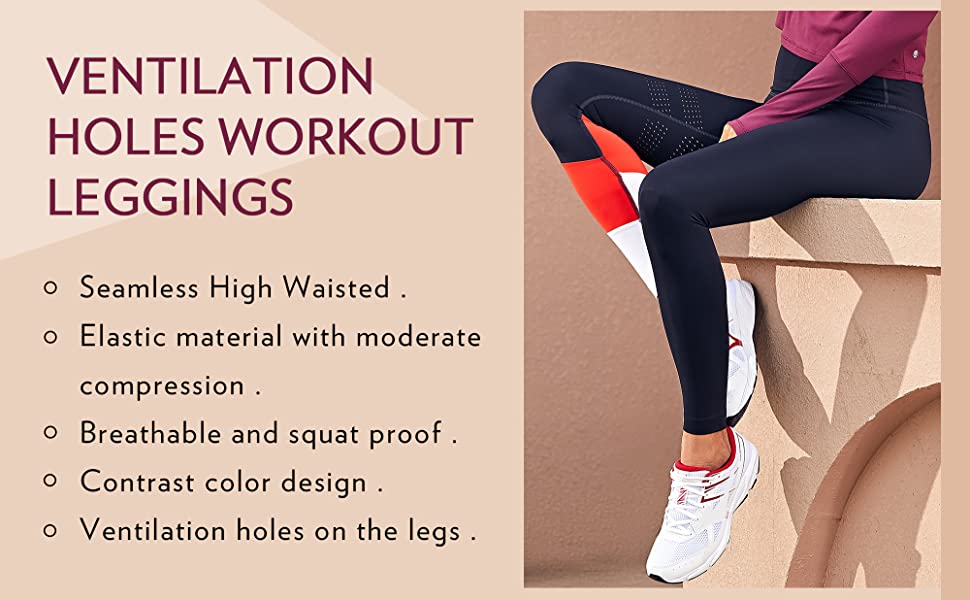Women's Seamless High Waisted Leggings Naked Feeling Ventilation Holes Workout Pants with Pocket - 25 Inches