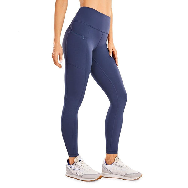 Women's Naked Feeling High Waisted Yoga Pants Gym Tights Soft Workout Leggings with Zip Pockets- 28 Inches