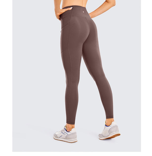 Women's Naked Feeling High Waisted Yoga Pants Gym Tights Soft Workout Leggings with Zip Pockets- 28 Inches