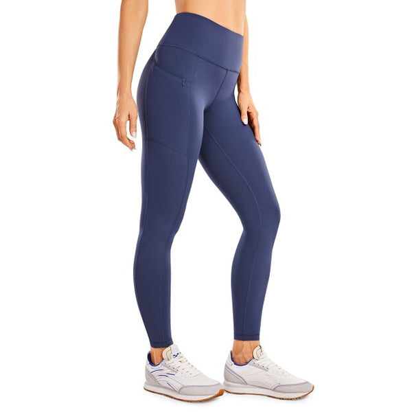 Women's Naked Feeling High Waisted Yoga Pants Gym Tights Soft Workout Leggings with Zip Pockets- 28 Inches