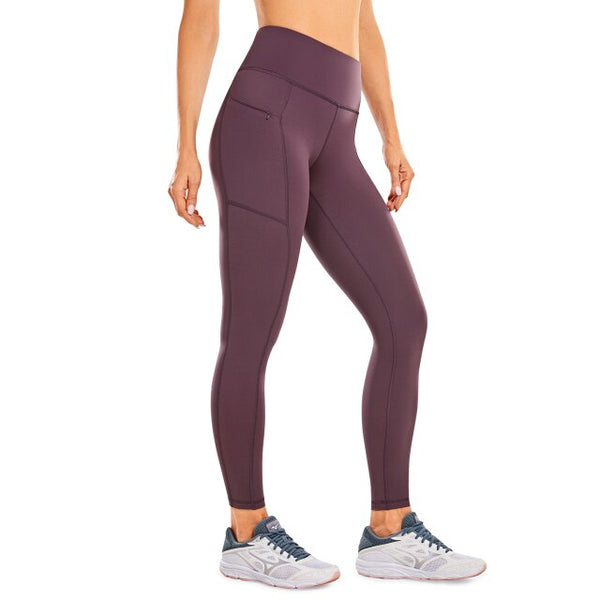 Women's Naked Feeling High Waisted Yoga Pants Gym Tights Soft Workout Leggings with Zip Pockets- 28 Inches