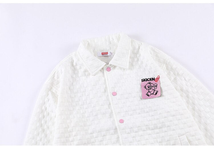 Track Jacket Men Heart-shaped Sticky Note Coat Turn-down Casual Fashion College Style Hipster Outwear Couple Streetwear