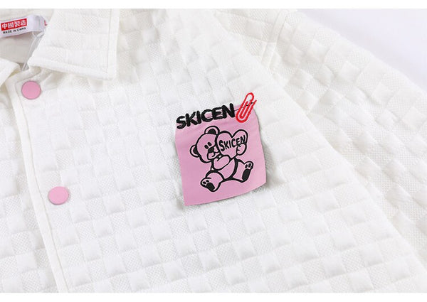 Track Jacket Men Heart-shaped Sticky Note Coat Turn-down Casual Fashion College Style Hipster Outwear Couple Streetwear