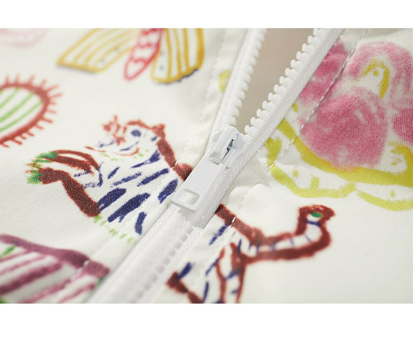 Jacket Men Colorful Graffiti Painting Print Zipper Coats Loose Casual Punk Cool Hip Hop Style Outwear Couple Streetwear