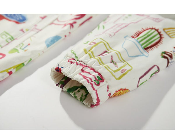 Jacket Men Colorful Graffiti Painting Print Zipper Coats Loose Casual Punk Cool Hip Hop Style Outwear Couple Streetwear