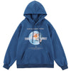 Hoodie Men Blue Planet Letter Big Pocket Pullover Fleece Warm Cozy Sweatshirt College Style All-match Streetwear Couple