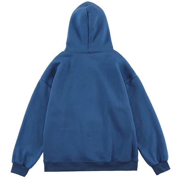 Hoodie Men Blue Planet Letter Big Pocket Pullover Fleece Warm Cozy Sweatshirt College Style All-match Streetwear Couple
