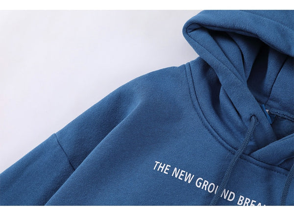 Hoodie Men Blue Planet Letter Big Pocket Pullover Fleece Warm Cozy Sweatshirt College Style All-match Streetwear Couple