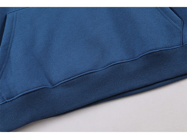 Hoodie Men Blue Planet Letter Big Pocket Pullover Fleece Warm Cozy Sweatshirt College Style All-match Streetwear Couple