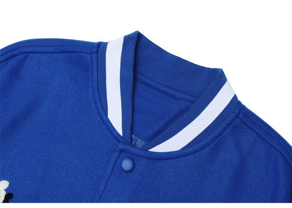 Jacket Men Heart-shaped Patches Letter Embroidery Patchwork Color Sleeve Coat Harajuku College Style Varsity Streetwear