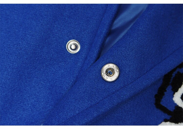 Jacket Men Heart-shaped Patches Letter Embroidery Patchwork Color Sleeve Coat Harajuku College Style Varsity Streetwear