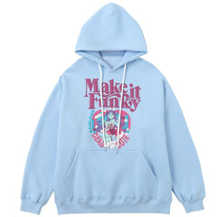 Hoodie Men Cute Comics Girl Heart-shaped Print Fleece Pullover Big pocket College Style Casual Japanese Tops Streetwear