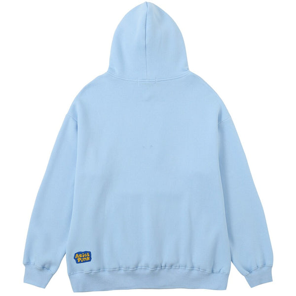 Hoodies Men Cartoon Comics Girl Letter Graffiti Fleece Pullovers College Style Casual Loose Cozy Tops Streetwear Couple