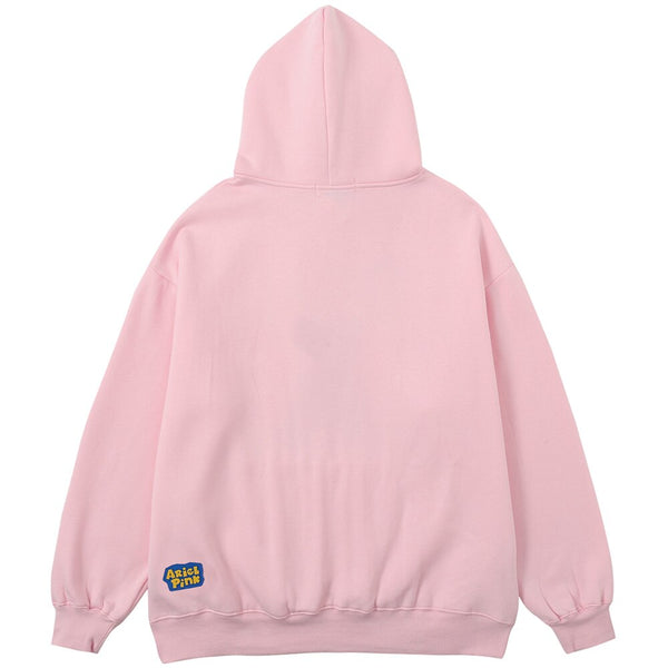 Hoodies Men Cartoon Comics Girl Letter Graffiti Fleece Pullovers College Style Casual Loose Cozy Tops Streetwear Couple