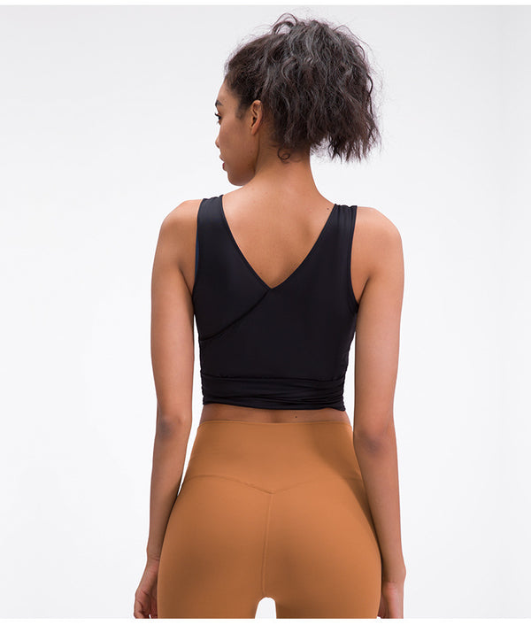 JUST A TIE Lightweight Dance Gym Tank Tops Women V-neck Workout Ballet Vest Crop Tops Soft Nylon Yoga Sleeveless Shirts