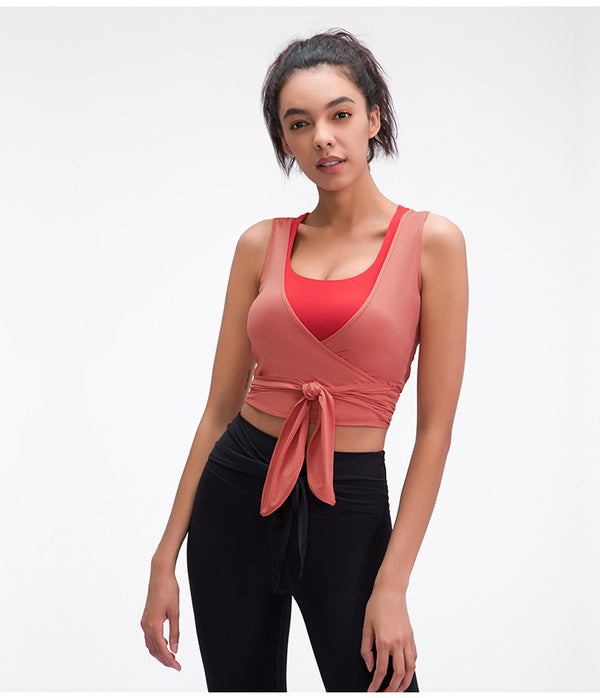 JUST A TIE Lightweight Dance Gym Tank Tops Women V-neck Workout Ballet Vest Crop Tops Soft Nylon Yoga Sleeveless Shirts