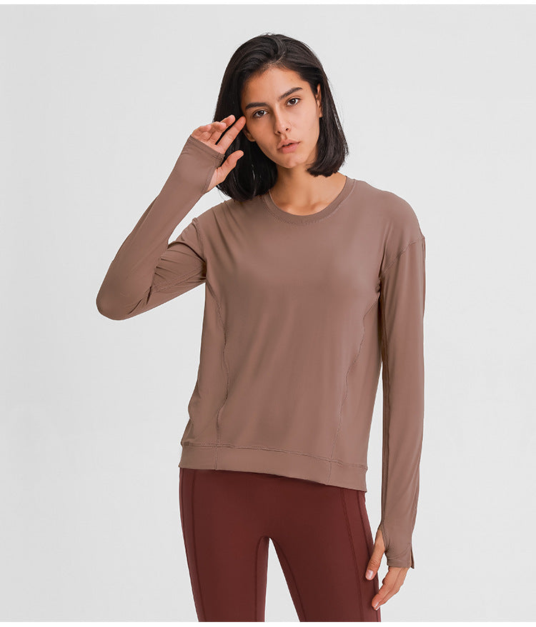 Loose Fit Sport Training Workout Long Sleeve Shirts Women Lightweight Anti-sweat Yoga Fitness Shirts with Thumb Hole