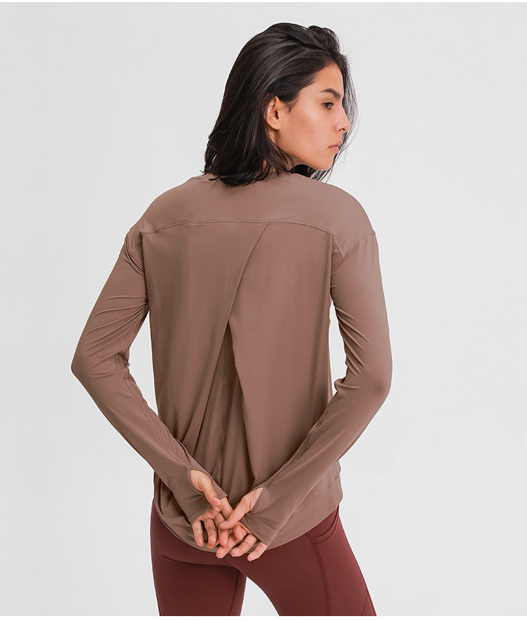 Loose Fit Sport Training Workout Long Sleeve Shirts Women Lightweight Anti-sweat Yoga Fitness Shirts with Thumb Hole