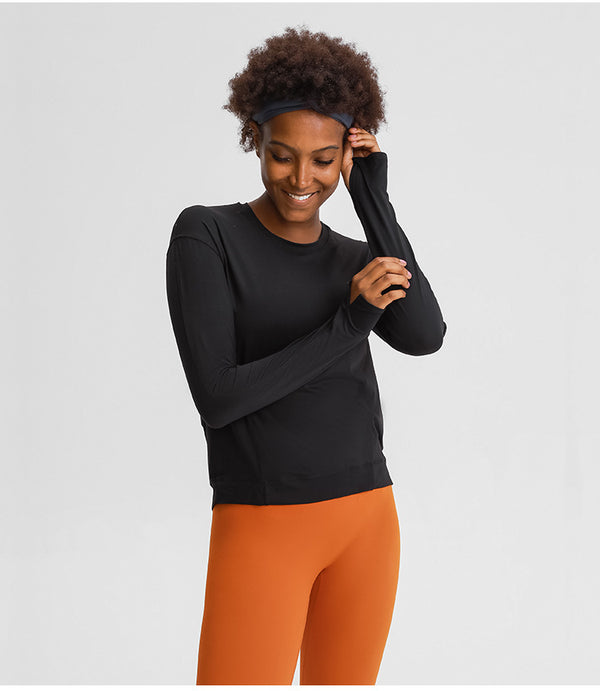 Loose Fit Sport Training Workout Long Sleeve Shirts Women Lightweight Anti-sweat Yoga Fitness Shirts with Thumb Hole
