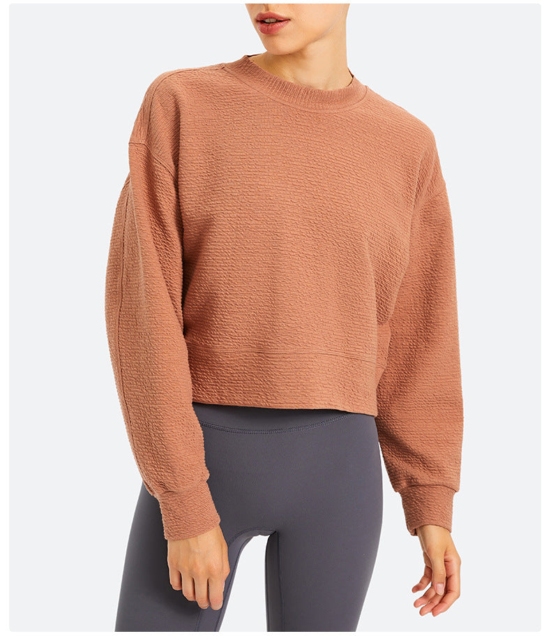Cozy Exercise Cropped Pullover Long Sleeve Top Women Skin Friendly Leisure Gym Fitness Sport Sweatshirts XS-XL