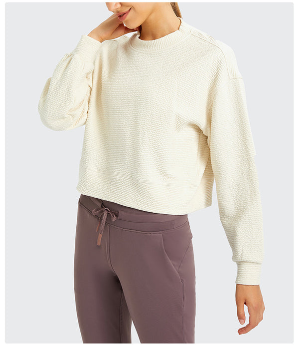 Cozy Exercise Cropped Pullover Long Sleeve Top Women Skin Friendly Leisure Gym Fitness Sport Sweatshirts XS-XL