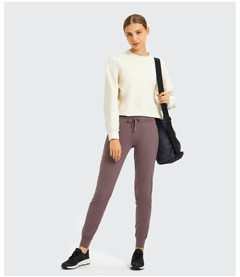 Cozy Exercise Cropped Pullover Long Sleeve Top Women Skin Friendly Leisure Gym Fitness Sport Sweatshirts XS-XL