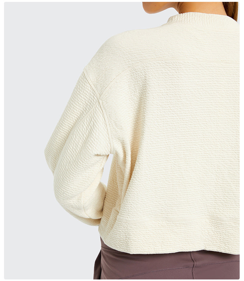 Cozy Exercise Cropped Pullover Long Sleeve Top Women Skin Friendly Leisure Gym Fitness Sport Sweatshirts XS-XL