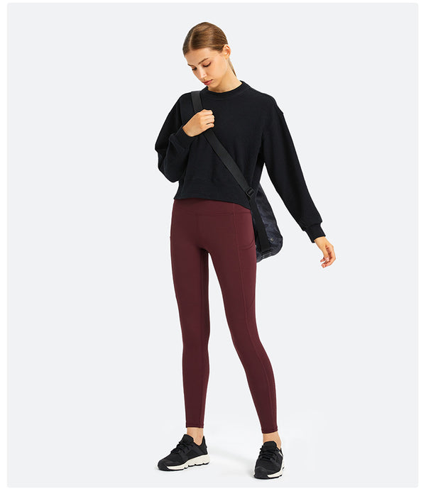 Cozy Exercise Cropped Pullover Long Sleeve Top Women Skin Friendly Leisure Gym Fitness Sport Sweatshirts XS-XL