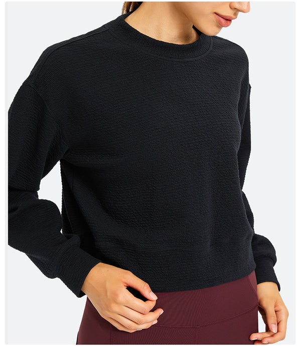 Cozy Exercise Cropped Pullover Long Sleeve Top Women Skin Friendly Leisure Gym Fitness Sport Sweatshirts XS-XL