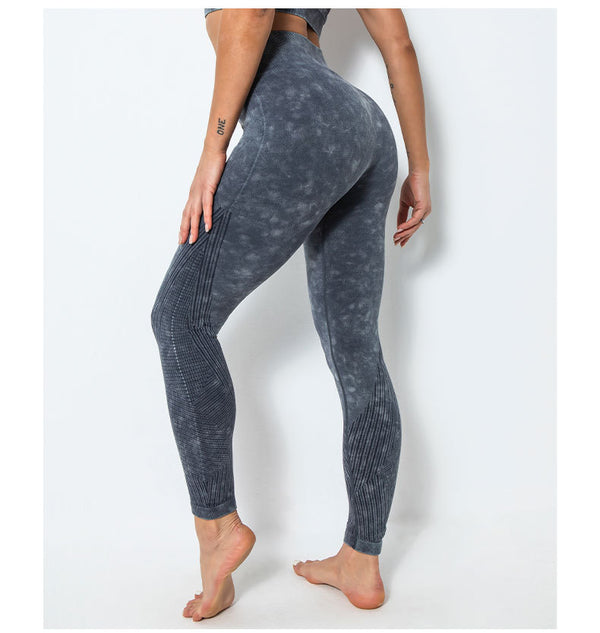ACID WASH Seamless Workout Training Compression Tights Women High Waist Tummy Control Fitness Sport Legging Yoga Pants