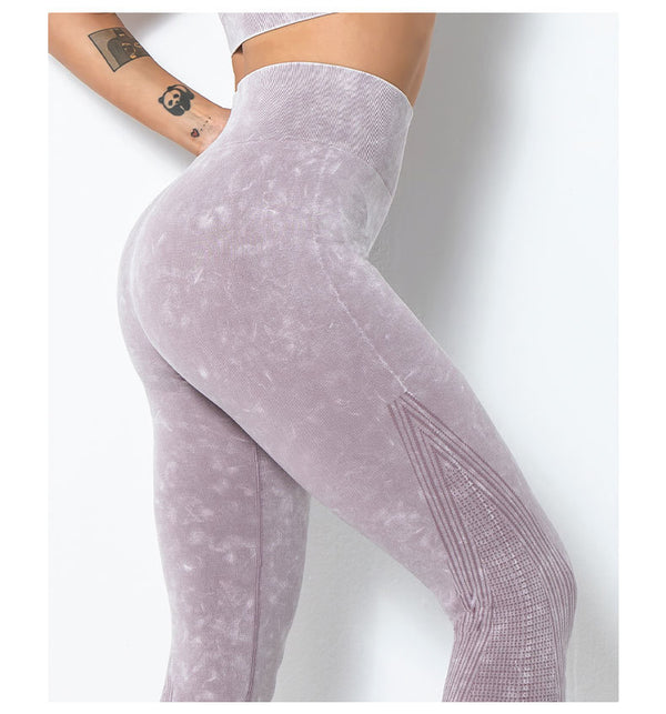 ACID WASH Seamless Workout Training Compression Tights Women High Waist Tummy Control Fitness Sport Legging Yoga Pants