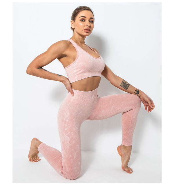 ACID WASH Seamless Workout Training Compression Tights Women High Waist Tummy Control Fitness Sport Legging Yoga Pants