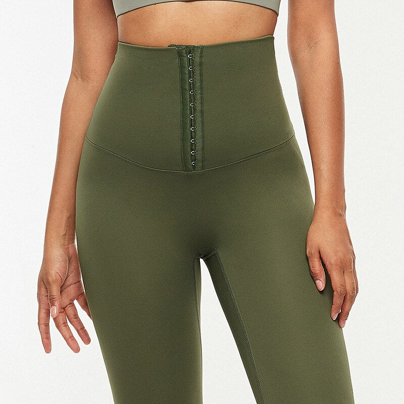 Hook Closure Metallic Yoga Pants Sport Leggings Women Naked Feel Anti Cellulite Workout Gym Athletic Leggings S-XL